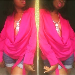 Fashion Nova magenta collard blouse